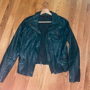 Ann Taylor leather jacket dark green